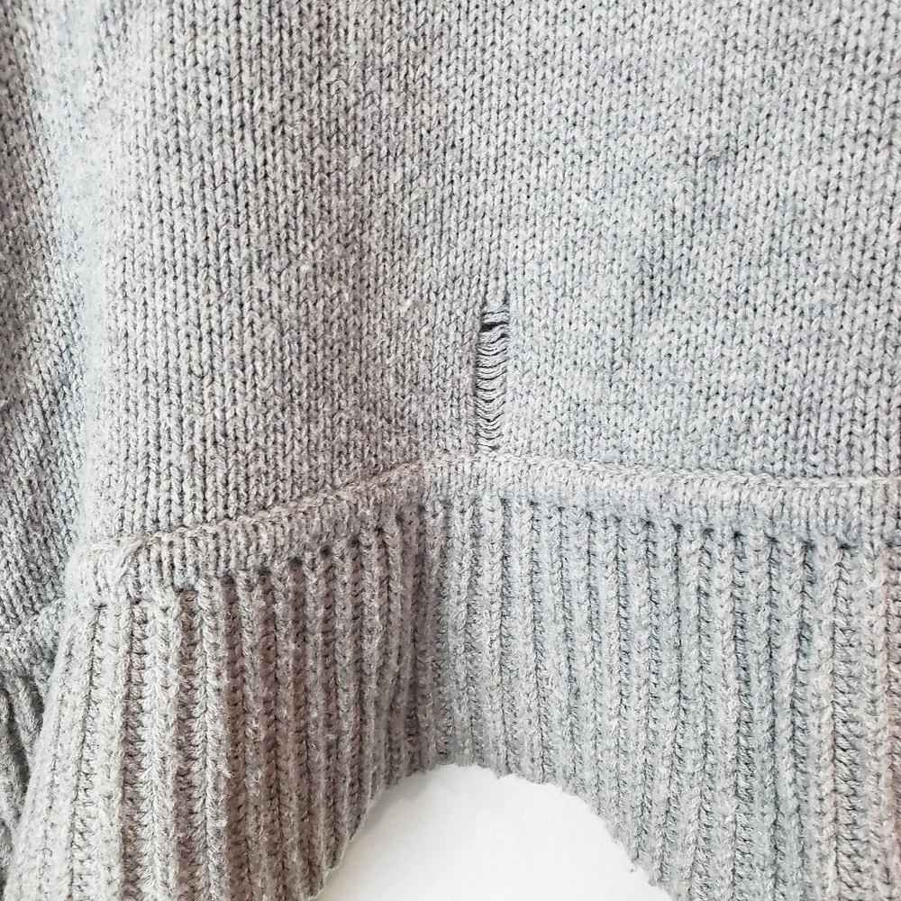 TALBOTS Nylon/Lambswool Petites Soft Gray Coastal Knit Cardigan Sweater Size: Lg - Picture 5 of 5